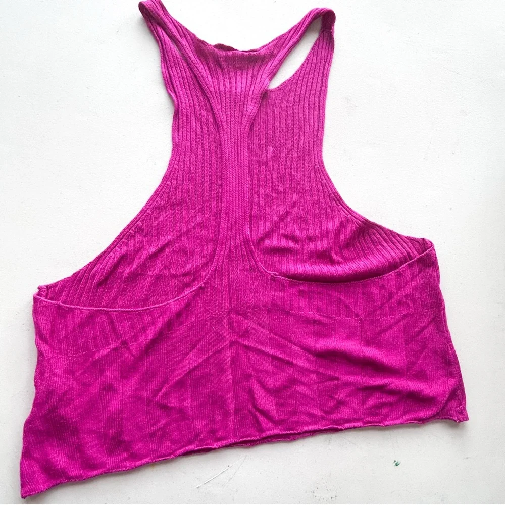 Free People Switch It Up Camisole Sweater Tank Top Hot Pink / Magenta Large - Picture 4 of 7
